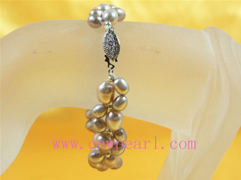 5-6mm and 7-8mm purple freshwater pearl jewelry bracelet